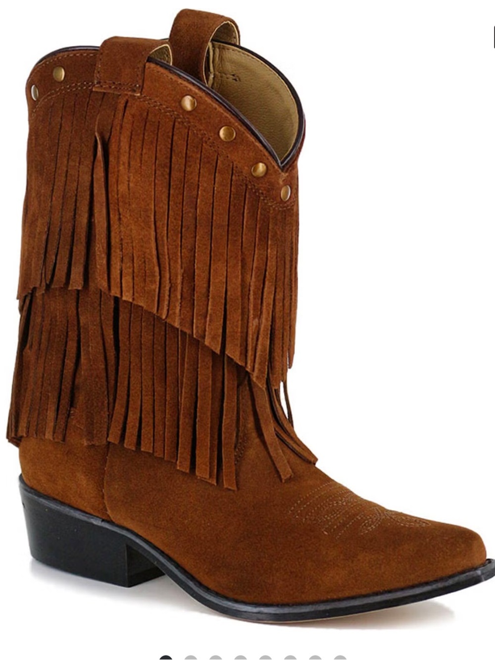 SHYANNE® GIRLS' BROWN FRINGE WESTERN BOOTS LEATHER SUED Style 43514C SIZE 2